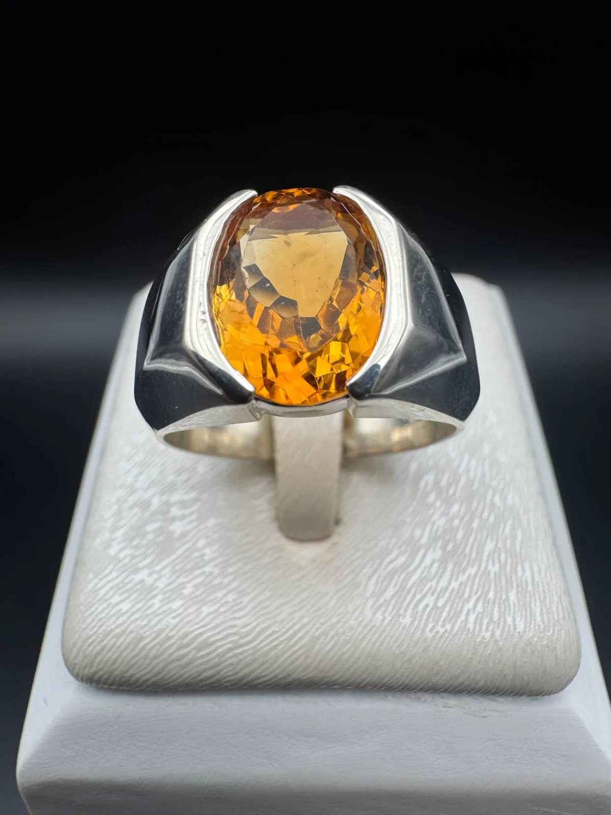 انگشتر نقره اسپرت با سنگ سيترين اصل